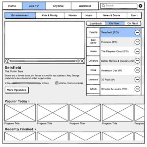 Foxtel Go Live TV Wireframe