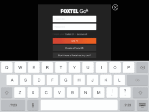 Foxtel Go Login Screen