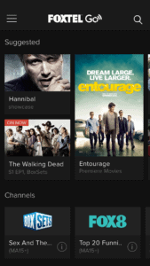 Foxtel Go Home Screen